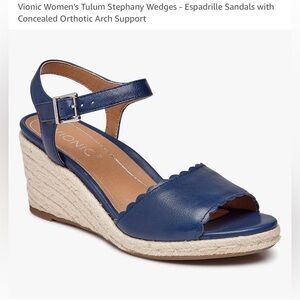Vionic Blue Wedge Sandals with Adjustable Strap